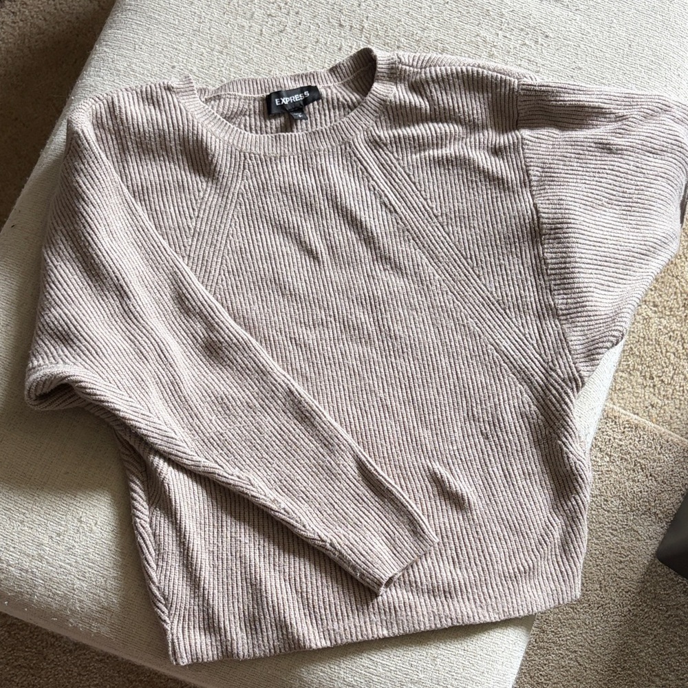 Express Women’s Crewneck Sweater in Light Taupe